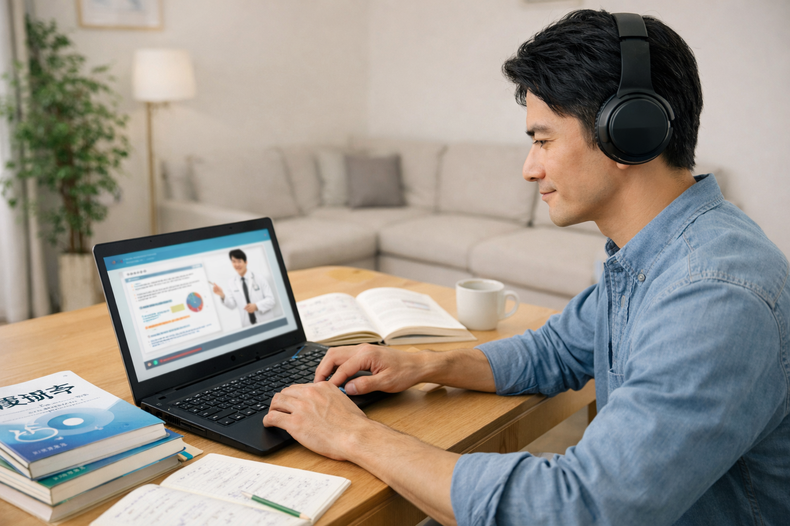 自宅でeラーニングを学ぶ薬剤師